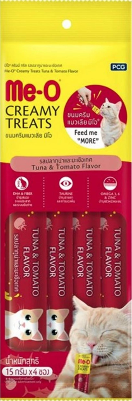 Me-o Creamy Treats Ton Balıklı Domatesli Krema Sıvı Kedi Ödülü 4x15gr
