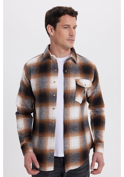 Tudors Erkek Slim Fit Dar Kesim Kareli Tek Cepli Oduncu Gömlek-41975 Çok Renkli Tudors Erkek Slim Fit Dar Kesim Kareli Tek Cepli Oduncu Gömlek-41975 Çok Renkli