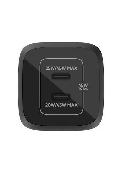 Belkin Wch011vfbk Boostcharge Pro 45w Gan Çift Usb-c Yüksek Hızlı Şarj Adaptörü - Siyah