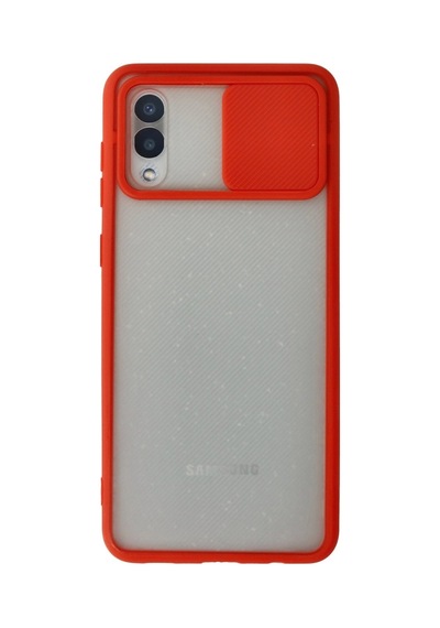 Samsung Galaxy Uyumlu, A02 Kılıf Palm Buzlu Kamera Sürgülü Silikon - Kırmızı