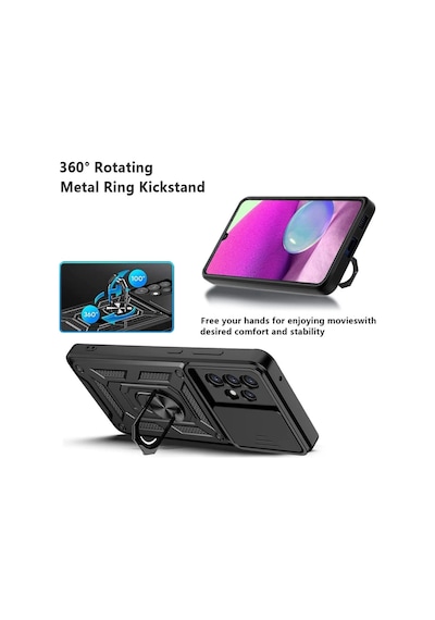 Samsung Galaxy A73 Uyumlu Tank Kılıf Yüzüklü Standlı Extra Koruma Zırhlı Outdoor Kapak Kırmızı