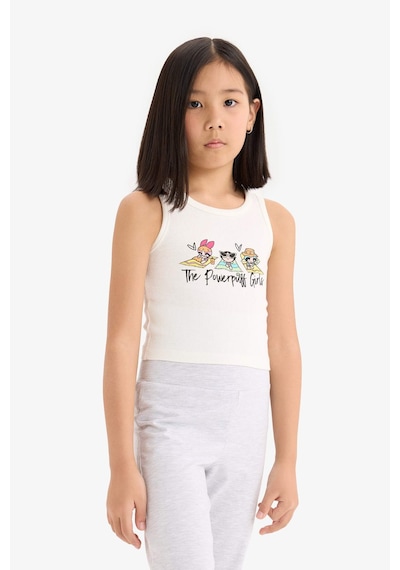 DeFacto Kız Çocuk PowerPuff Girls Bisiklet Yaka Atlet E6520A825HSER99 Ekru