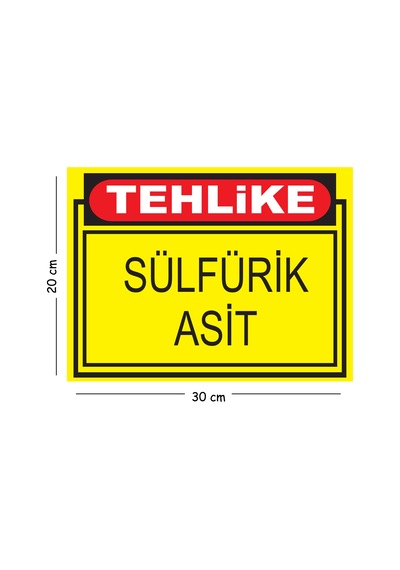 Metal Tehlike Sülfürik Asit 20x30 Cm A4 Uyarı İş Güvenliği Levhası