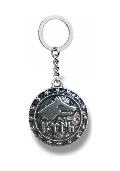 Bozkurt Figürlü Metal Anahtarlık Gümüş Renk Unisex Aksesuar