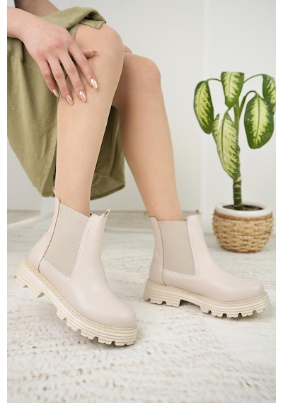 Nesil Shoes Swell 3080 Ten Çift Lastikli Kadın Bot-ten Ten