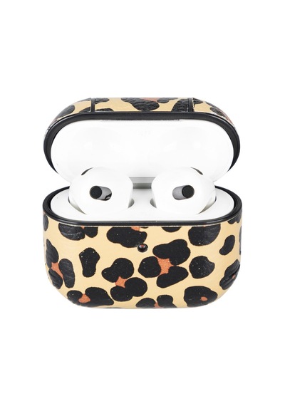 Apple Uyumlu AirPods 3.nesil Deri Kılıf Juni Leo-ne Leopar Leopar