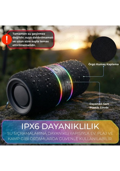 Taşınabilir Bluetooth Hoparlör Sound-twin 10w Tws Stereo Manyetik Özellikli İki Parçaya Ayrılabilen Rgb Işıklı Ipx6 Suya Dayanıklı Type-c Şarjlı Kablosuz Speaker Siyah