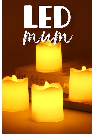 4 Adet Mat Beyaz Mini Led Mum Seti Pilli Dumansız Alevli Ledli Dekoratif Yapay Mum Dekor Işığı