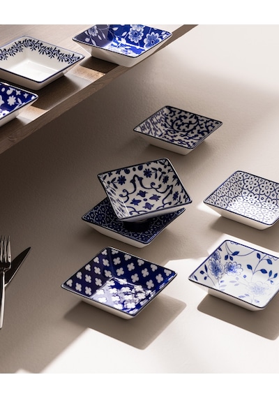 Reve Bleu Mais Kare Tabak Seti - 12 Cm - Mavi/beyaz 8684427358474 Çok Renkli