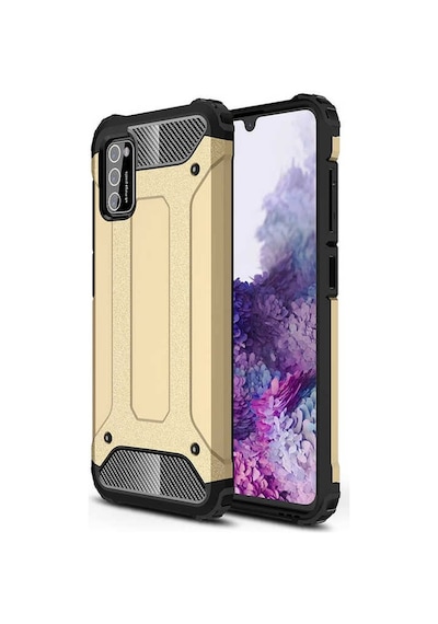 Kilifone - Samsung Uyumlu Galaxy A02s - Kılıf Çift Katman Zırh Tank Crash Military Kapak - Gold