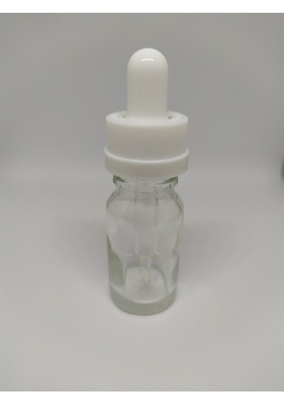 10Ml Cam Şeffaf Şişe İnce Cam Damlalık Beyaz Çocuk Kapak(10 Adet)