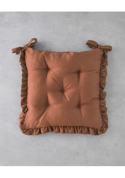 Fırfırlı Sandalye Minderi 40x40 Cm Kiremit
