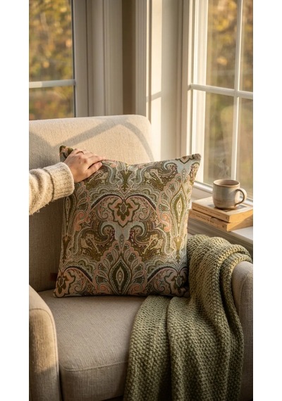 Tasarım Kırlent Kılıfı Damask