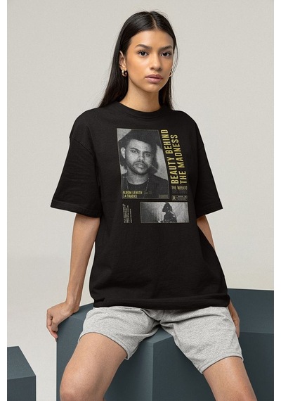 Beauty Behind The Madness The Weeknd Baskılı Unisex Oversize Tişö Siyah
