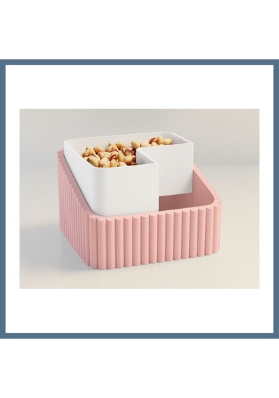 Buradabulabilirsin 3d Baskı Fıstık Kasesi - Çift Hazneli Kabuk Ayırıcı Sunum Kasesi - Pembe Beyaz Bbz Pembe - Beyaz