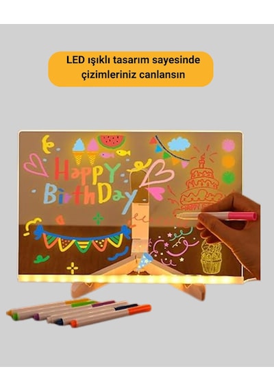 Masaüstü Ve Duvara Monte Edilebilir Led Işıklı Yazı Panosu Renkli