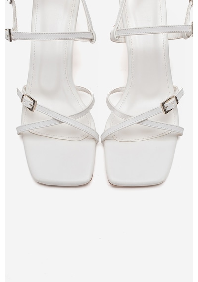 Luvishoes Nebel Beyaz Cilt Kadın Topuklu Ayakkabı Beyaz