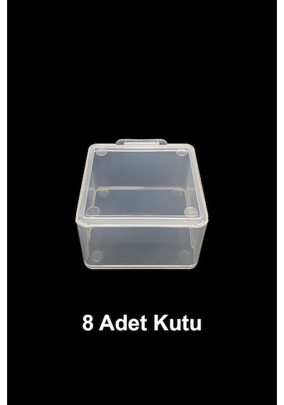 Plastik Şeffaf Küçük Kutu 4.5 x 4.5 x 2.5 CM 8 Adet Şeffaf