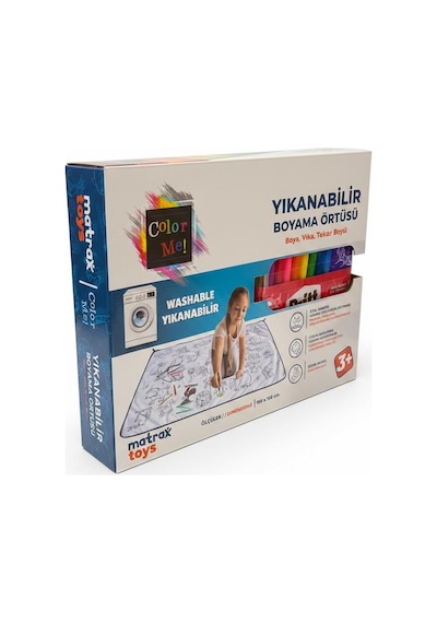 Çocuk Boyama Örtüsü Yıkanabilir 100x150 Cm-eğitici Aktivite Matı Seti Çok Renkli