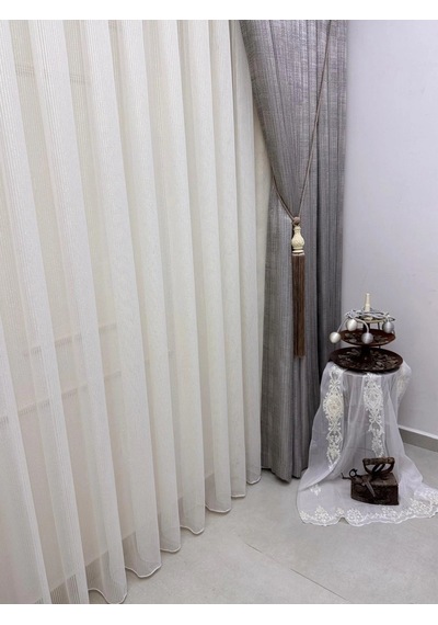 Nivemeshome Simla Gold Işıltılı 1/3 Sık Pileli Tül Perde Apm Gold