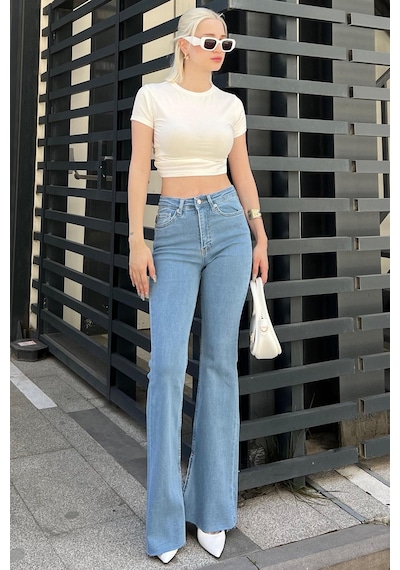 Madmext Kadın Buz Mavisi Yırtmaçlı Likralı İspanyol Paça Jean Pantolon Mg1518 Buz Mavisi Madmext Kadın Buz Mavisi Yırtmaçlı Likralı İspanyol Paça Jean Pantolon Mg1518 Buz Mavisi