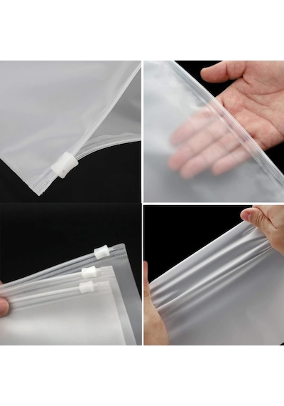 40 X 50 Cm Fermuarlı Buzlu Kargo Poşeti -130mikron 100 Adet Valiz Ve Dolap Içi Düzenleyici Buzlu Fermuarlı Poşet Torba