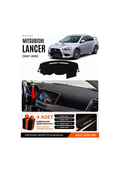 Mıtsubıshı Lancer 2007-2015 Uyumlu Torpido Örtüsü, Torpido Kılıfı - Siyah Kahverengi