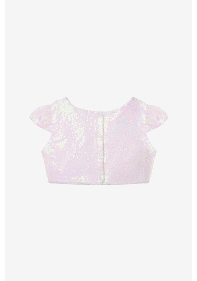 Le Mabelle Beyaz Pullu Kız Çocuk Crop Bluz Beyaz
