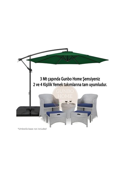 3 Mt 8 Kaburga Full Demir 21 Kg Koyu Yeşil Bahçe Şemsiyesi Koyu Yeşil Diğer