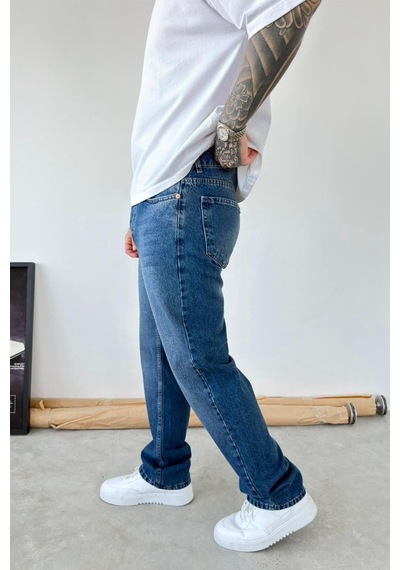 Dokulu Mavi Soft Degrade Baggy Pantolon