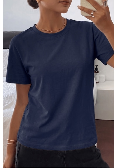 Genıus Store Kadın Tişört Gri Bisiklet Yaka Basic Tişört %100 Pamuk Rahat Kalıp T-shirt Basıc-kadın Lacivert Genıus Store Kadın Tişört Gri Bisiklet Yaka Basic Tişört %100 Pamuk Rahat Kalıp T-shirt Basıc-kadın Lacivert