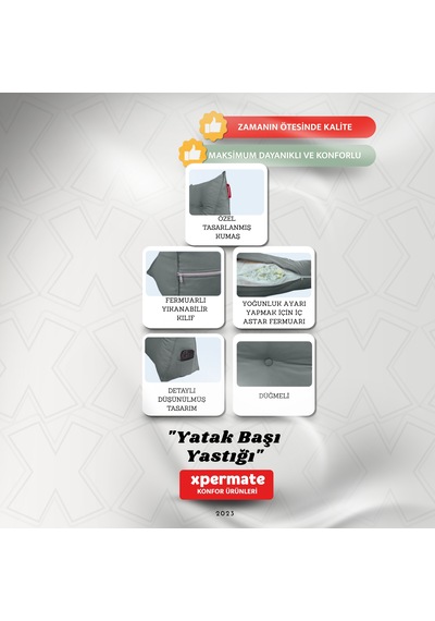 Yatak Başı Yastığı Sırt Ve Bel Destek Yastığı 120 Cm Gri