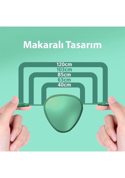 Pm-29662 3 Ü 1 Arada Cep Boy Makaralı 120cm 5 Kademeli Şarj Kablosu