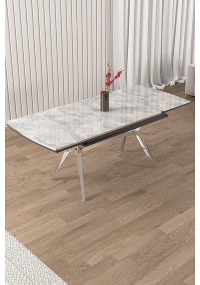 Canisa Poy Serisi 89x150 Açılabilir Lak Panel Beyaz Mermer Desen Masa Takımı 6 Gri Sandalye Beyaz Mermer Desen Masa Sandalyeler Gri Canisa Poy Serisi 89x150 Açılabilir Lak Panel Beyaz Mermer Desen Masa Takımı 6 Gri Sandalye Beyaz Mermer Desen Masa Sandalyeler Gri
