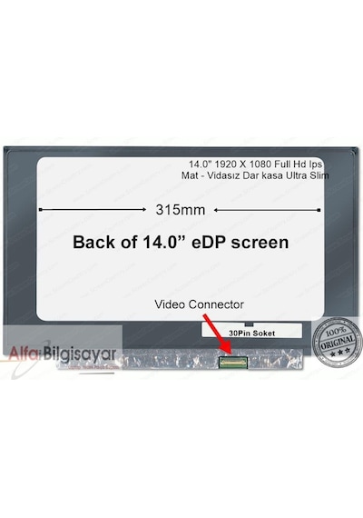 Alfabilgisayar Acer Uyumlu Swift 1 Sf114-32-C9Vu 14.0 Inç 30Pin Lcd Panel Ekran Slim Le