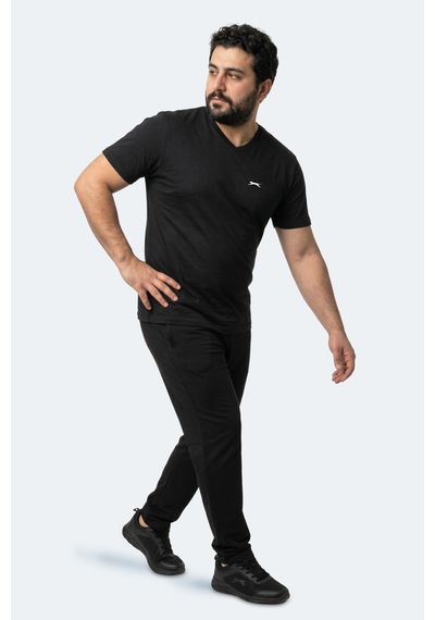 Slazenger Rıvaldo Jmb Erkek Büyük Beden Siyah Tişört