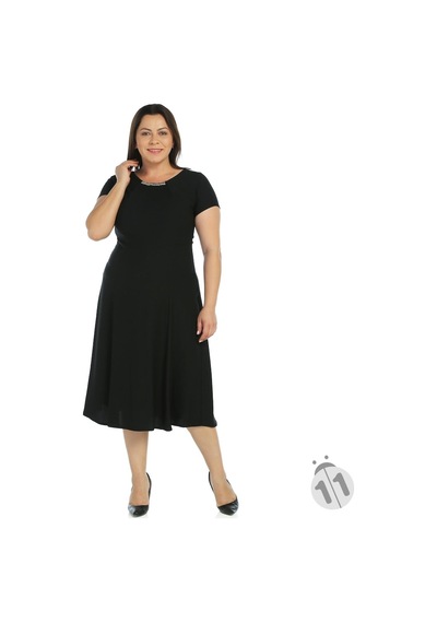 4088S-Nidya Moda Büyük Beden Elbise Sem Krep Çok Renkli