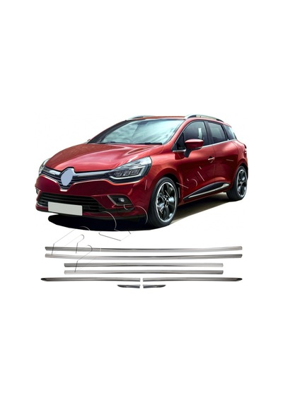 Renault Clio 4 Sw Uyumlu 2012-2019 Krom Cam Çıtası 8 Parça Paslanmaz Çelik