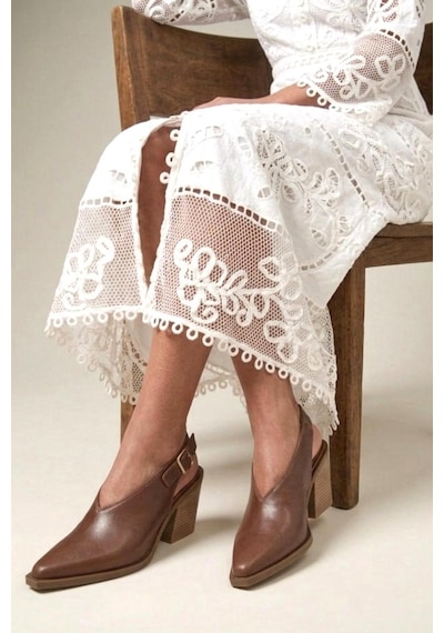 Fox Shoes U654304203 Kahverengi Hakiki Deri Western Topuklu Ayakkabı