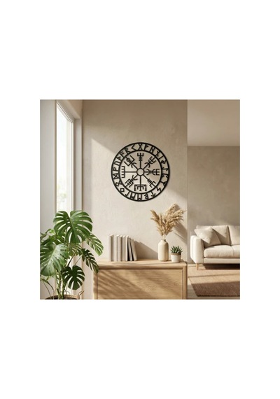 Viking Pusulası Vegvisir Duvar Tablosu Mdf Lazer Kesim Nordik Duvar Süsü Modern Dekor Renk