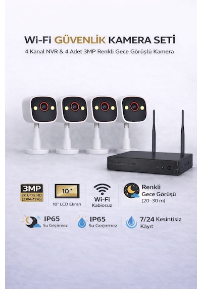 Omni Bs420 4 Kanal Nvr + 3mp 4 Kamera Full Color Mik. Wifi Set 11.03.01.002300