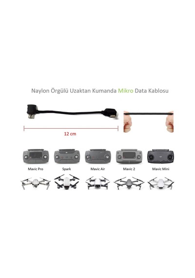Djı Mavic Pro Uzaktan Kumanda İçin Mikro Data Veri Kablosu Naylon Örgülü