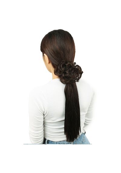 Saçlı Lastikli Topuz Toka / Koyu Kahve - Mydr-462389 Çok Renkli