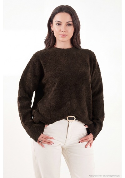 Lela Regular Fit Dik Yaka Yumuşak Dokulu Triko Kazak Kadın Kazak 4616222 Kahve