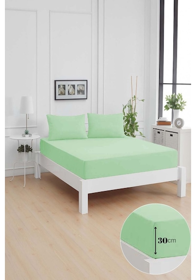 Mirava Premium %100 Pamuk Penye Lastikli Tek Kişilik Çarşaf Takımı 1 Yastık Kılfı Dahil Mint Yeşil 120x200cm Mint Yeşili