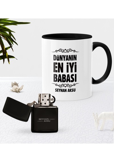 Kişiye Özel Dünyanın En İyi Babası Siyah Kupa Bardak Benzinli Met N11.1477