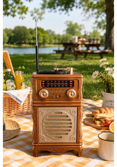 Feexot Fx-2502b Retro Nostaljik Radyo - Bluetooth Hoparlör, Usb, Tf Kart, Aux Girişli Şarjlı Radyo