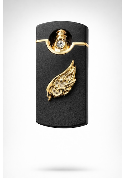 Premium Özel Tasarım Şeffaf Çerçeveli Lüks Taş Detaylı Desenli Metal Çakmak-özel Çakmak Kutusu Siyah