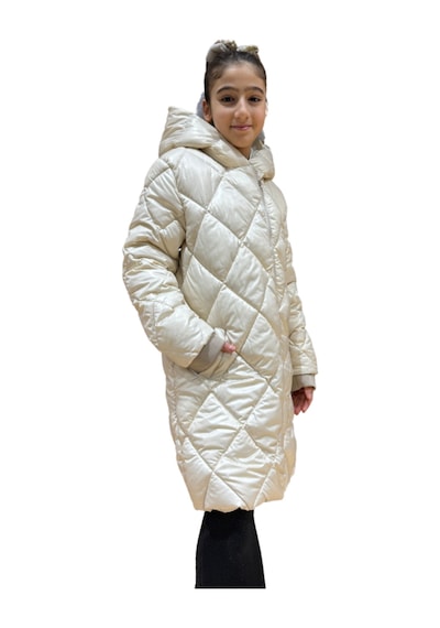 Kız Çocuk Kapüşonlu Kaban 51329 Bej