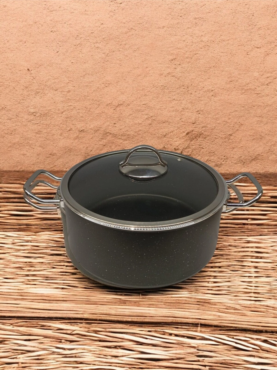 Tuna House Granit Derin Tencere 22 Cm Siyah